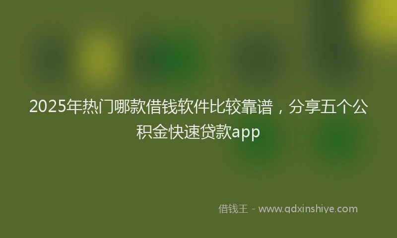 2025年热门哪款借钱软件比较靠谱，分享五个公积金快速贷款app