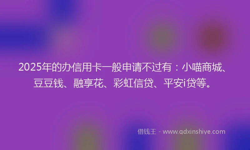 2025年的办信用卡一般申请不过有：小喵商城、豆豆钱、融享花、彩虹信贷、平安i贷等。