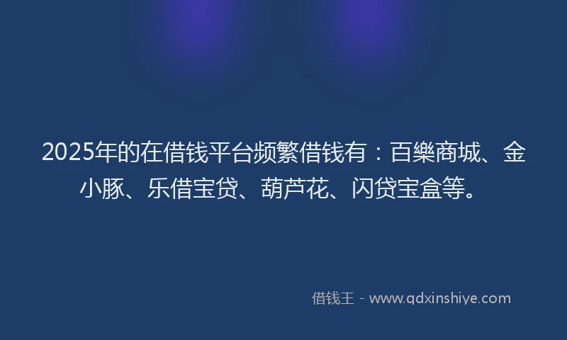 2025年的在借钱平台频繁借钱有：百樂商城、金小豚、乐借宝贷、葫芦花、闪贷宝盒等。
