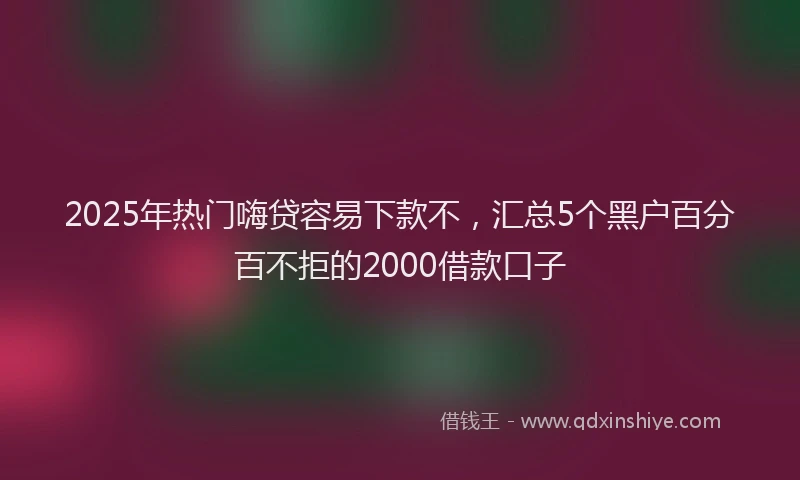 2025年热门嗨贷容易下款不，汇总5个黑户百分百不拒的2000借款口子