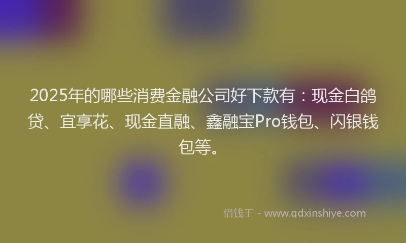 2025年的哪些消费金融公司好下款有：现金白鸽贷、宜享花、现金直融、鑫融宝Pro钱包、闪银钱包等。