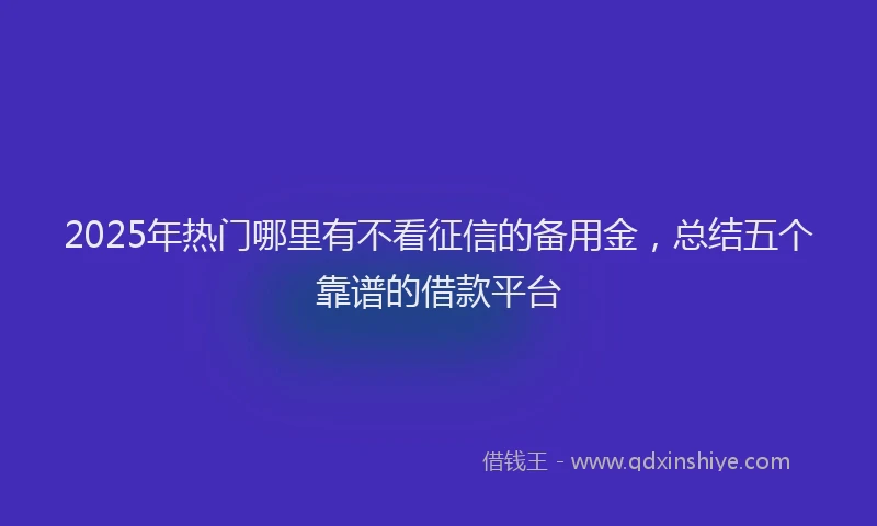2025年热门哪里有不看征信的备用金，总结五个靠谱的借款平台
