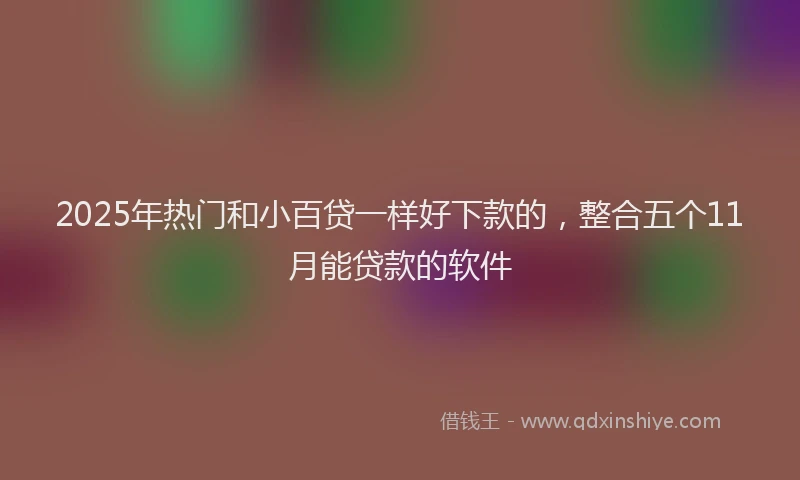 2025年热门和小百贷一样好下款的，整合五个11月能贷款的软件