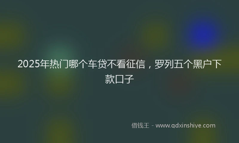 2025年热门哪个车贷不看征信，罗列五个黑户下款口子