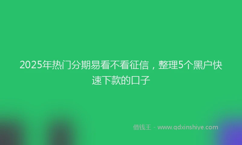 2025年热门分期易看不看征信，整理5个黑户快速下款的口子