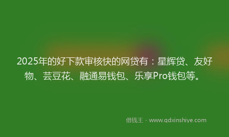 2025年的好下款审核快的网贷有：星辉贷、友好物、芸豆花、融通易钱包、乐享Pro钱包等。
