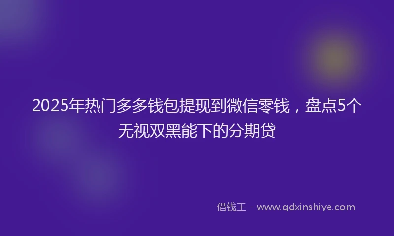 2025年热门多多钱包提现到微信零钱，盘点5个无视双黑能下的分期贷