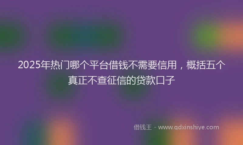 2025年热门哪个平台借钱不需要信用，概括五个真正不查征信的贷款口子