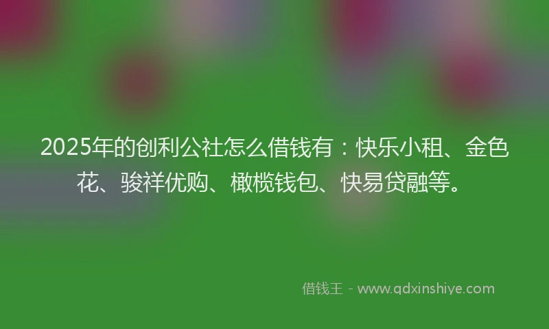 2025年的创利公社怎么借钱有：快乐小租、金色花、骏祥优购、橄榄钱包、快易贷融等。