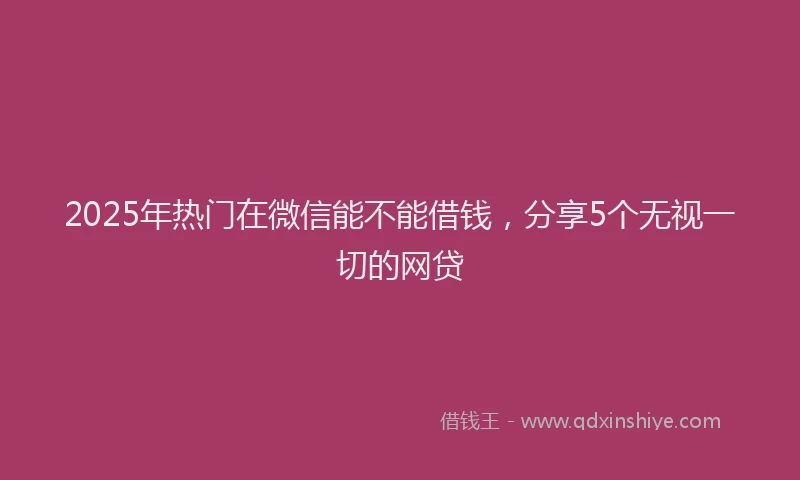 2025年热门在微信能不能借钱，分享5个无视一切的网贷