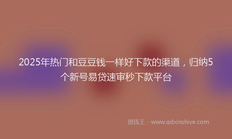 2025年热门和豆豆钱一样好下款的渠道，归纳5个新号易贷速审秒下款平台