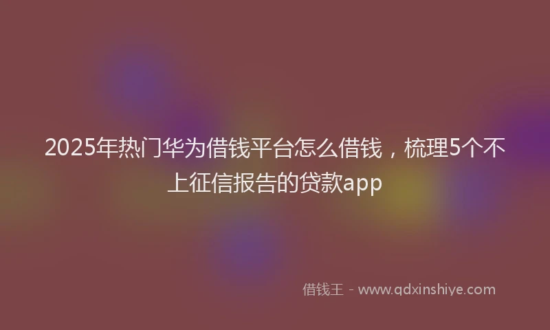2025年热门华为借钱平台怎么借钱，梳理5个不上征信报告的贷款app