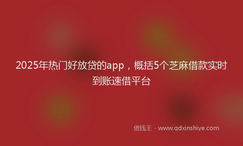 2025年热门好放贷的app，概括5个芝麻借款实时到账速借平台