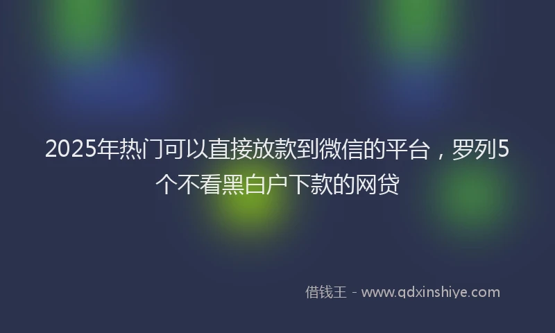 2025年热门可以直接放款到微信的平台，罗列5个不看黑白户下款的网贷