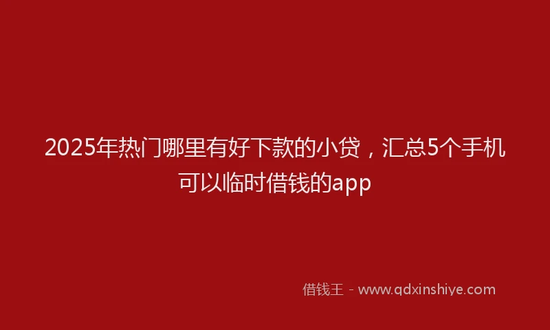 2025年热门哪里有好下款的小贷，汇总5个手机可以临时借钱的app