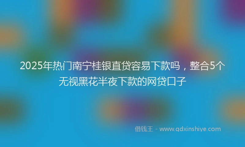 2025年热门南宁桂银直贷容易下款吗，整合5个无视黑花半夜下款的网贷口子