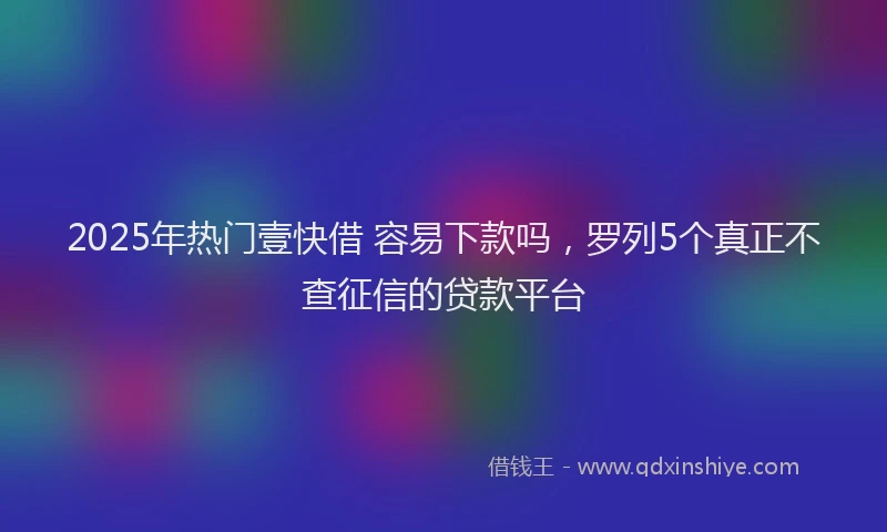2025年热门壹快借 容易下款吗，罗列5个真正不查征信的贷款平台