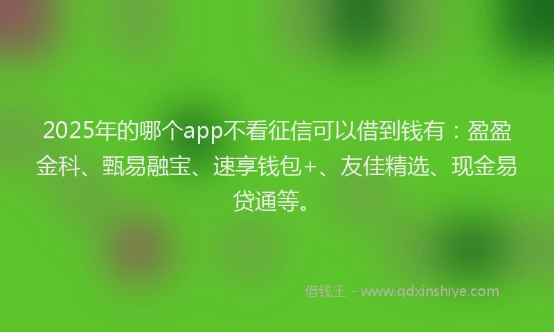 2025年的哪个app不看征信可以借到钱有：盈盈金科、甄易融宝、速享钱包+、友佳精选、现金易贷通等。