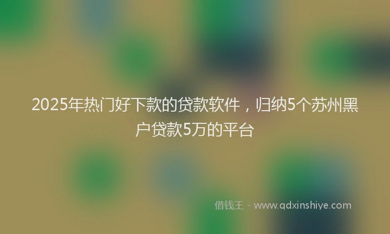 2025年热门好下款的贷款软件，归纳5个苏州黑户贷款5万的平台