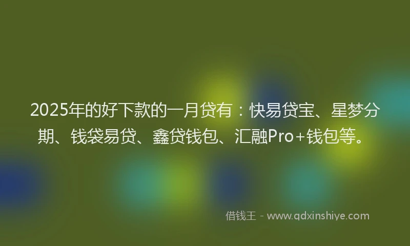 2025年的好下款的一月贷有：快易贷宝、星梦分期、钱袋易贷、鑫贷钱包、汇融Pro+钱包等。