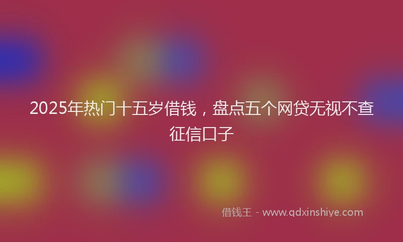 2025年热门十五岁借钱，盘点五个网贷无视不查征信口子