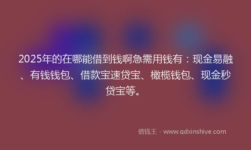 2025年的在哪能借到钱啊急需用钱有：现金易融、有钱钱包、借款宝速贷宝、橄榄钱包、现金秒贷宝等。