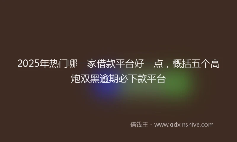 2025年热门哪一家借款平台好一点，概括五个高炮双黑逾期必下款平台