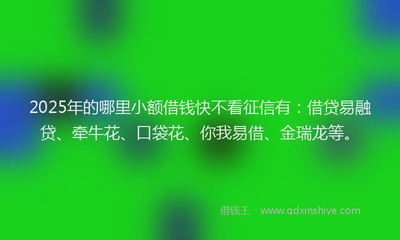 2025年的哪里小额借钱快不看征信有：借贷易融贷、牵牛花、口袋花、你我易借、金瑞龙等。