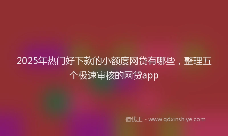 2025年热门好下款的小额度网贷有哪些，整理五个极速审核的网贷app