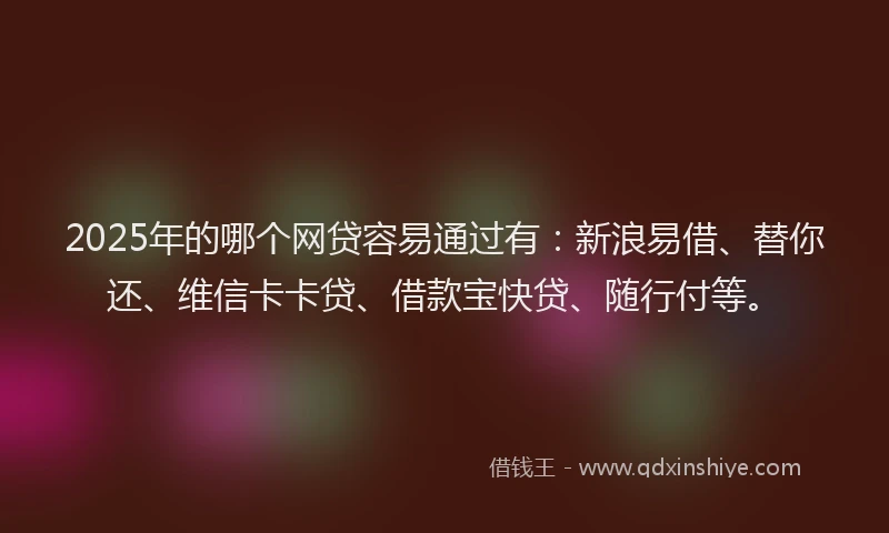 2025年的哪个网贷容易通过有：新浪易借、替你还、维信卡卡贷、借款宝快贷、随行付等。