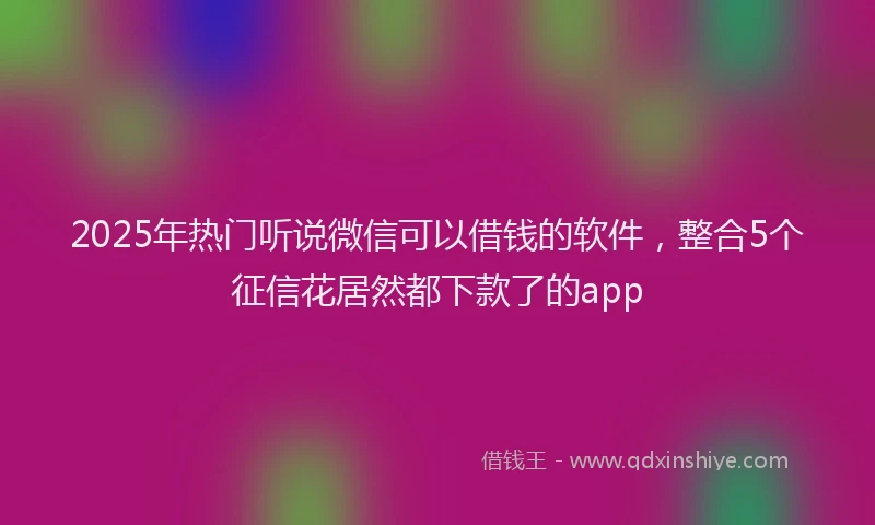 2025年热门听说微信可以借钱的软件，整合5个征信花居然都下款了的app