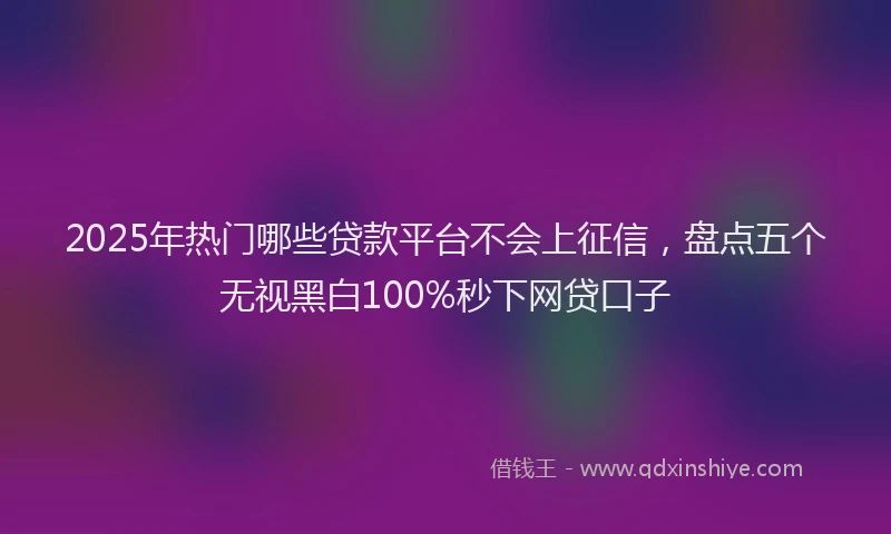 2025年热门哪些贷款平台不会上征信，盘点五个无视黑白100%秒下网贷口子
