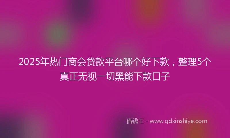 2025年热门商会贷款平台哪个好下款，整理5个真正无视一切黑能下款口子