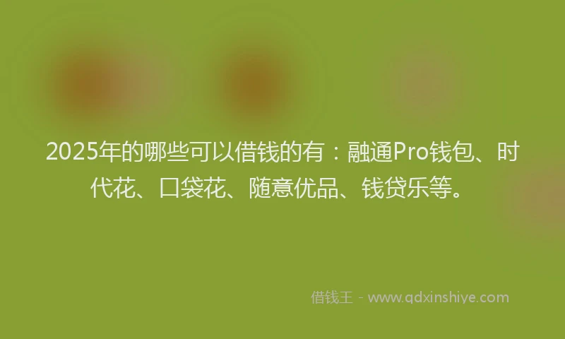 2025年的哪些可以借钱的有：融通Pro钱包、时代花、口袋花、随意优品、钱贷乐等。