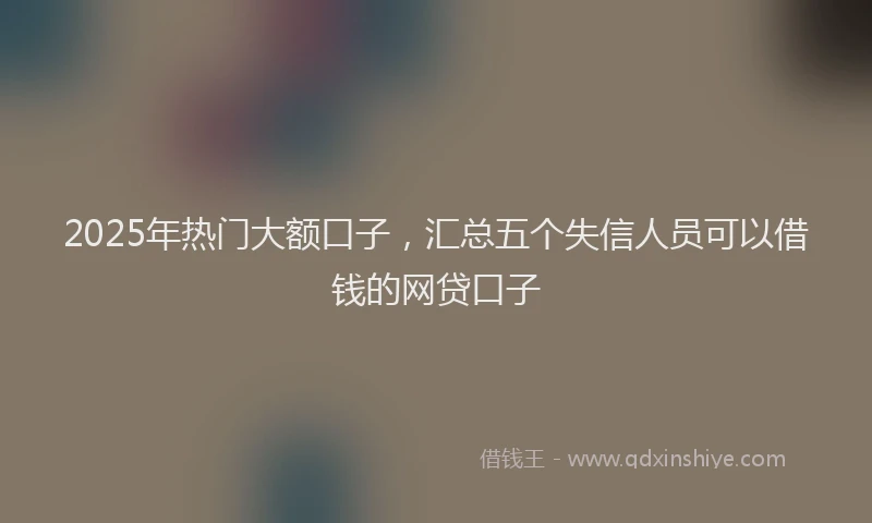 2025年热门大额口子，汇总五个失信人员可以借钱的网贷口子