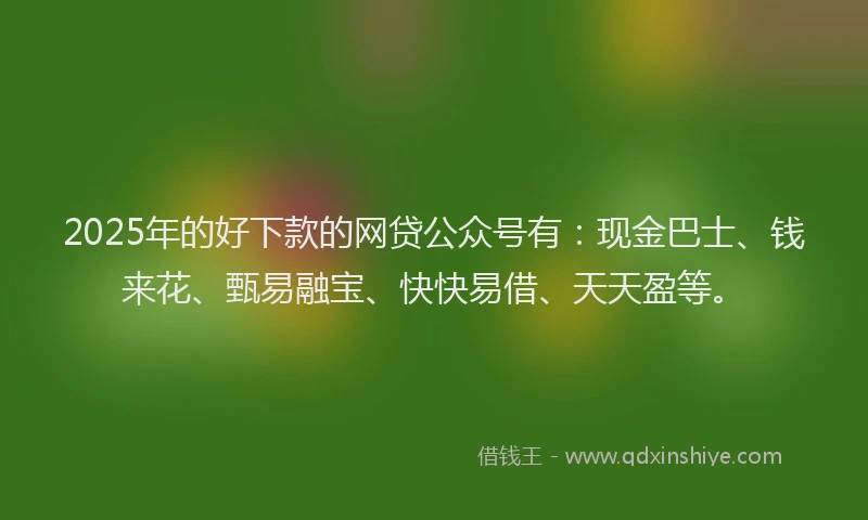 2025年的好下款的网贷公众号有：现金巴士、钱来花、甄易融宝、快快易借、天天盈等。