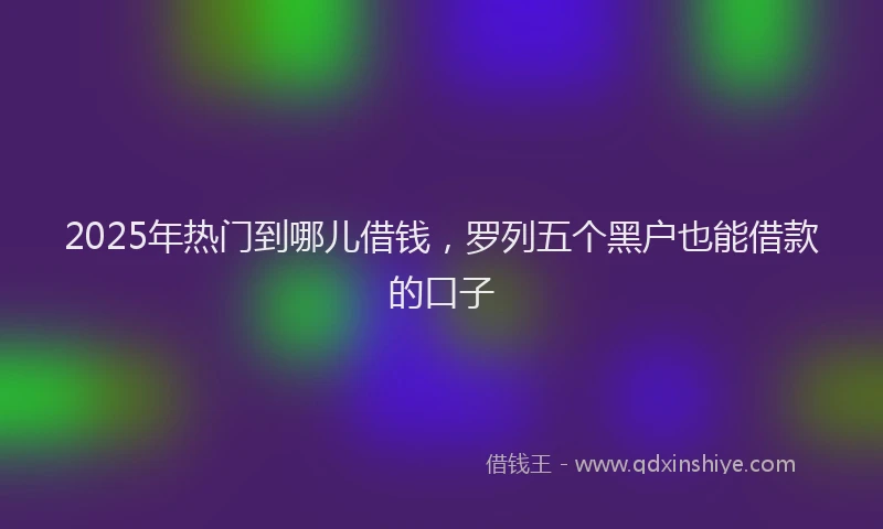 2025年热门到哪儿借钱，罗列五个黑户也能借款的口子