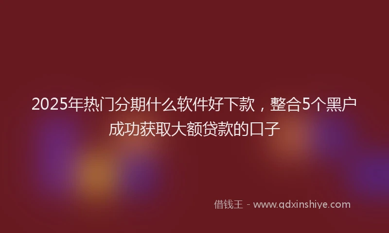 2025年热门分期什么软件好下款，整合5个黑户成功获取大额贷款的口子