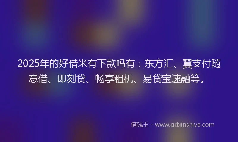 2025年的好借米有下款吗有：东方汇、翼支付随意借、即刻贷、畅享租机、易贷宝速融等。