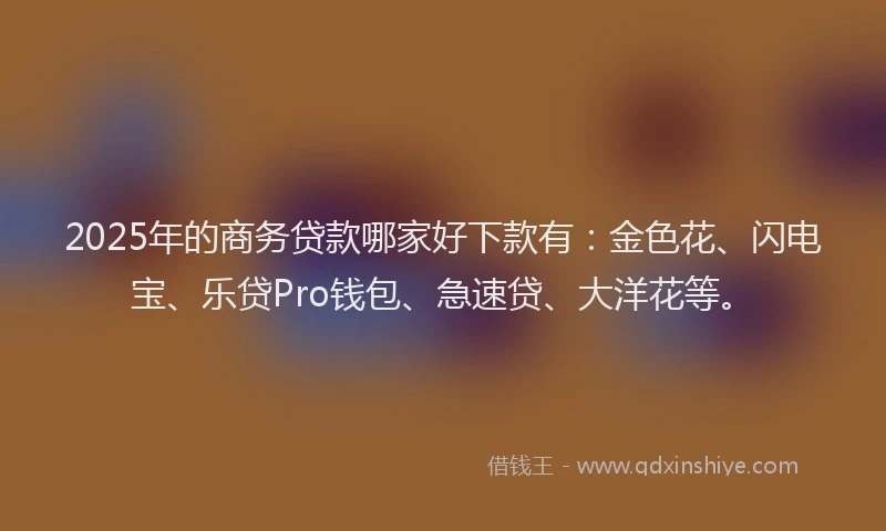 2025年的商务贷款哪家好下款有：金色花、闪电宝、乐贷Pro钱包、急速贷、大洋花等。