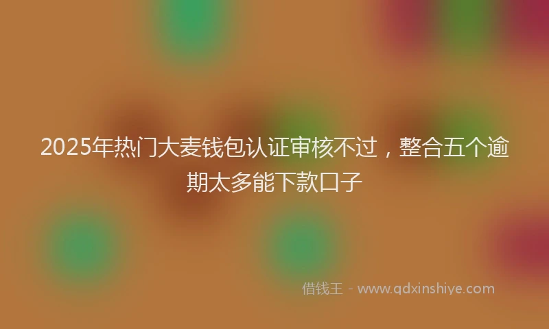 2025年热门大麦钱包认证审核不过，整合五个逾期太多能下款口子