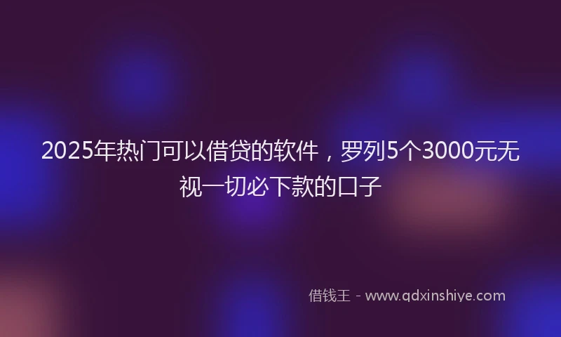 2025年热门可以借贷的软件，罗列5个3000元无视一切必下款的口子