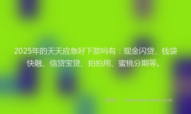 2025年的天天应急好下款吗有：现金闪贷、钱袋快融、信贷宝贷、拍拍用、蜜桃分期等。
