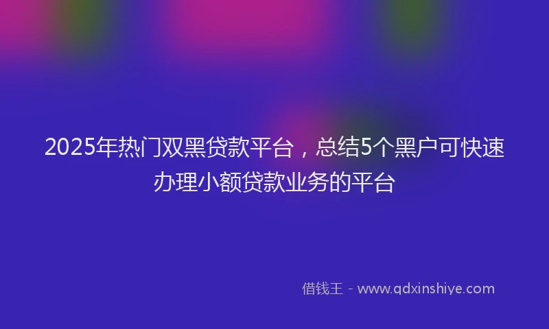 2025年热门双黑贷款平台，总结5个黑户可快速办理小额贷款业务的平台