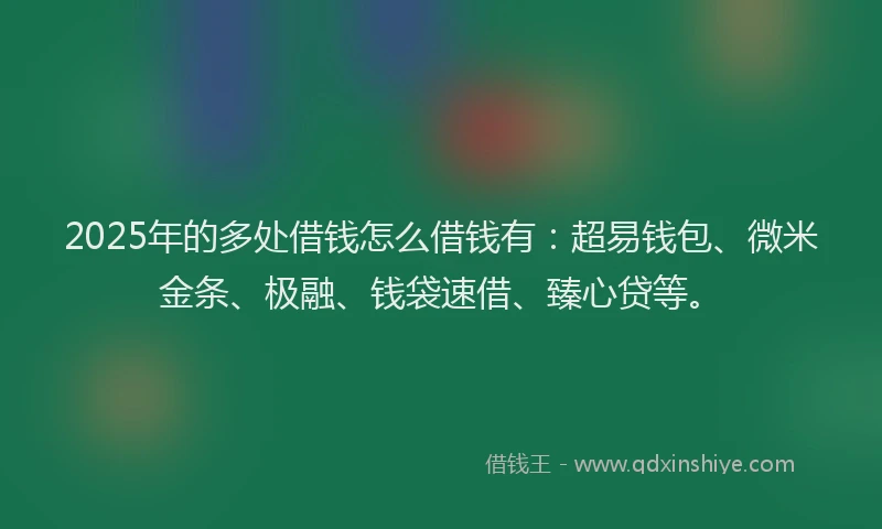 2025年的多处借钱怎么借钱有：超易钱包、微米金条、极融、钱袋速借、臻心贷等。