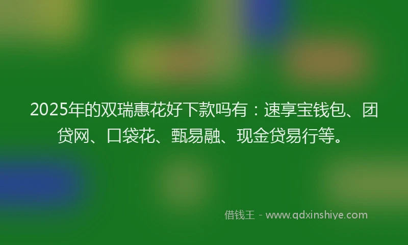2025年的双瑞惠花好下款吗有：速享宝钱包、团贷网、口袋花、甄易融、现金贷易行等。