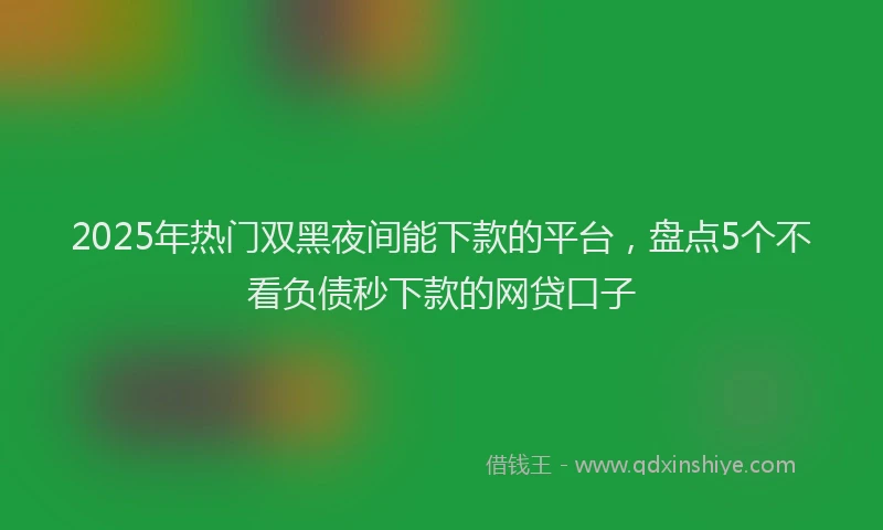 2025年热门双黑夜间能下款的平台，盘点5个不看负债秒下款的网贷口子