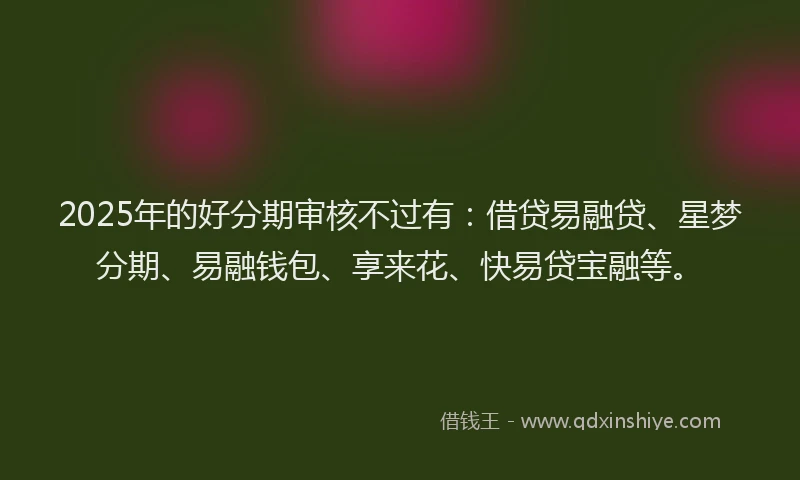 2025年的好分期审核不过有：借贷易融贷、星梦分期、易融钱包、享来花、快易贷宝融等。