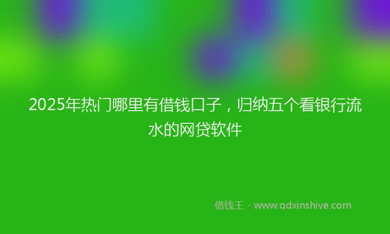2025年热门哪里有借钱口子，归纳五个看银行流水的网贷软件