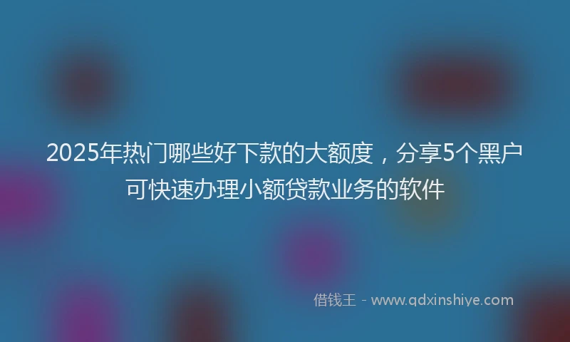 2025年热门哪些好下款的大额度，分享5个黑户可快速办理小额贷款业务的软件
